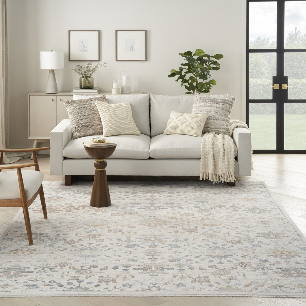 Nourison Elegant Heirlooms ELH02 Ivory Grey Area Rug Room Image Feature