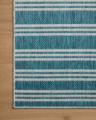 Loloi Easton ESN-04 Teal / Fog Area Rug Corner Image
