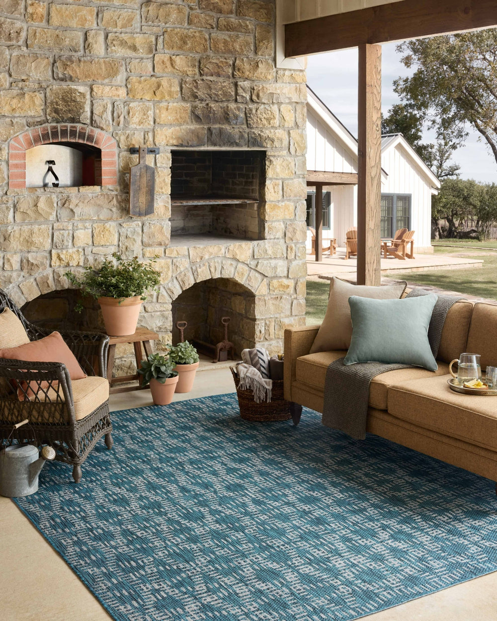 Loloi Easton ESN-10 Fog / Teal Area Rug Lifestyle Image Feature