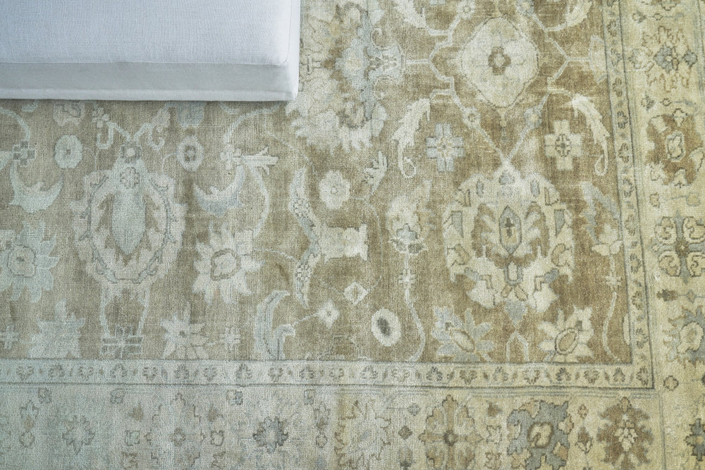 Exquisite Rugs Antique Weave Oushak 2001 Gray/Brown Area Rug Lifestyle Image Feature