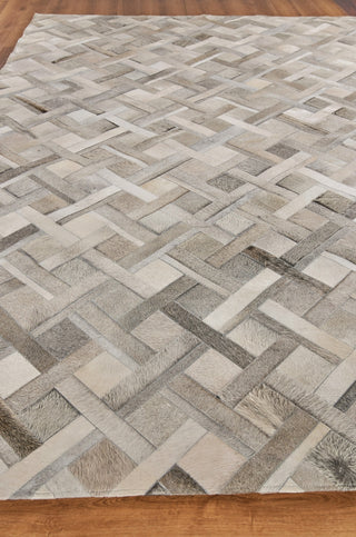 Exquisite Rugs Natural Hide 2149 Silver/Ivory Area Rug Closeup Image