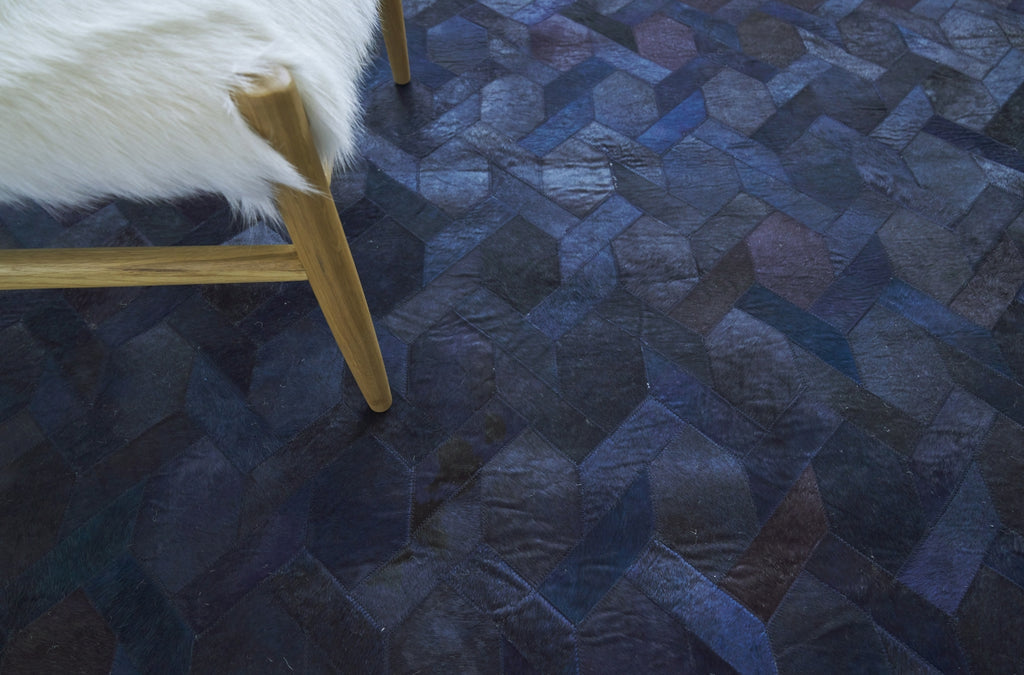 Exquisite Rugs Natural Hide 2158 Blue Area Rug Lifestyle Image Feature