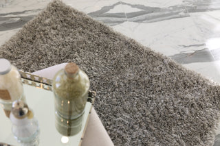 Exquisite Rugs Viscose Shaggy 3102 Silver Area Rug Detail Image