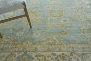 Exquisite Rugs Antique Weave Oushak 3280 Light Blue/Ivory Area Rug Closeup Image