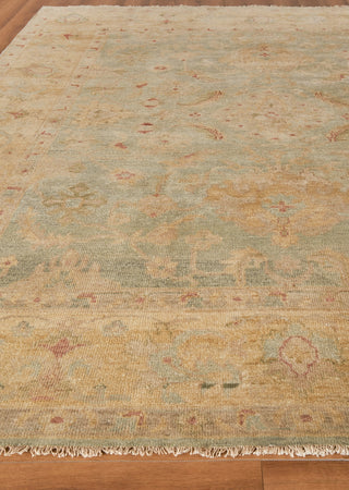 Exquisite Rugs Antique Weave Oushak 3344 Light Blue/Gold Area Rug Closeup Image