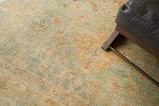Exquisite Rugs Antique Weave Oushak 3344 Light Blue/Gold Area Rug Lifestyle Image Feature