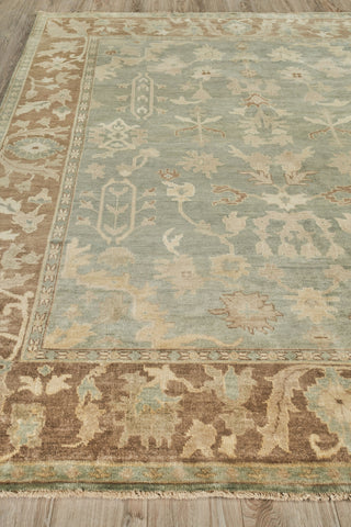 Exquisite Rugs Antique Weave Oushak 3346 Blue/Light Brown Area Rug Closeup Image