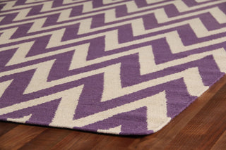 Exquisite Rugs Flatweave 3548 Light Purple/White Area Rug Corner Image
