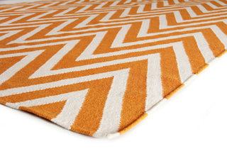 Exquisite Rugs Flatweave 3550 Orange/White Area Rug Corner Image