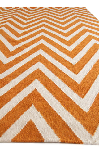 Exquisite Rugs Flatweave 3550 Orange/White Area Rug Pile Image