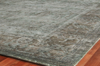 Exquisite Rugs Antique'd Silk 3632 Green/Aqua Area Rug Corner Image