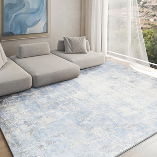 Exquisite Rugs Murano 4028 Silver/Blue Area Rug Lifestyle Image Feature