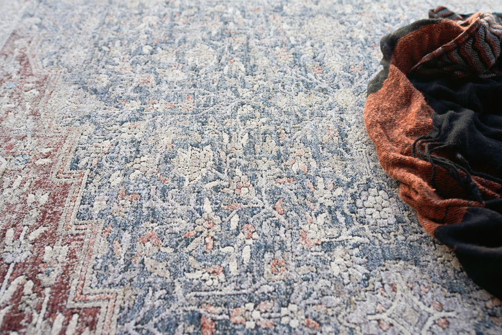 Exquisite Rugs Heritage 4627 Light Blue/Navy Area Rug by The Met Lifestyle Image Feature