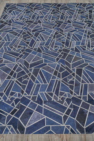 Exquisite Rugs Natural Hide 4780 Blue/Ivory Area Rug Closeup Image