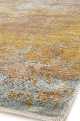 Exquisite Rugs Carrera 5073 Blue/Gold Area Rug Corner Image
