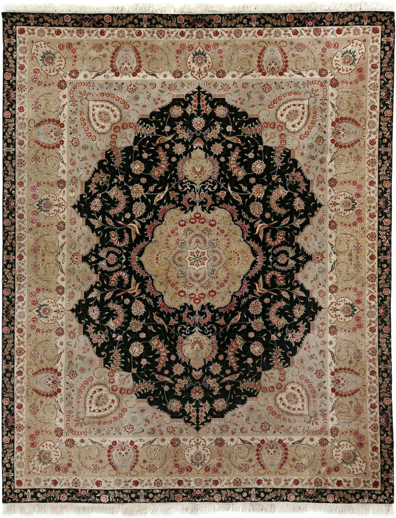 Exquisite Rugs Super Fine Tabriz 5412 Black/Ivory Area Rug main image
