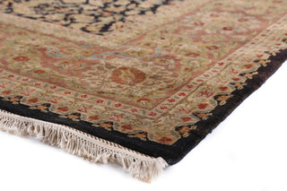 Exquisite Rugs Super Fine Tabriz 5496 Black Area Rug Corner Image