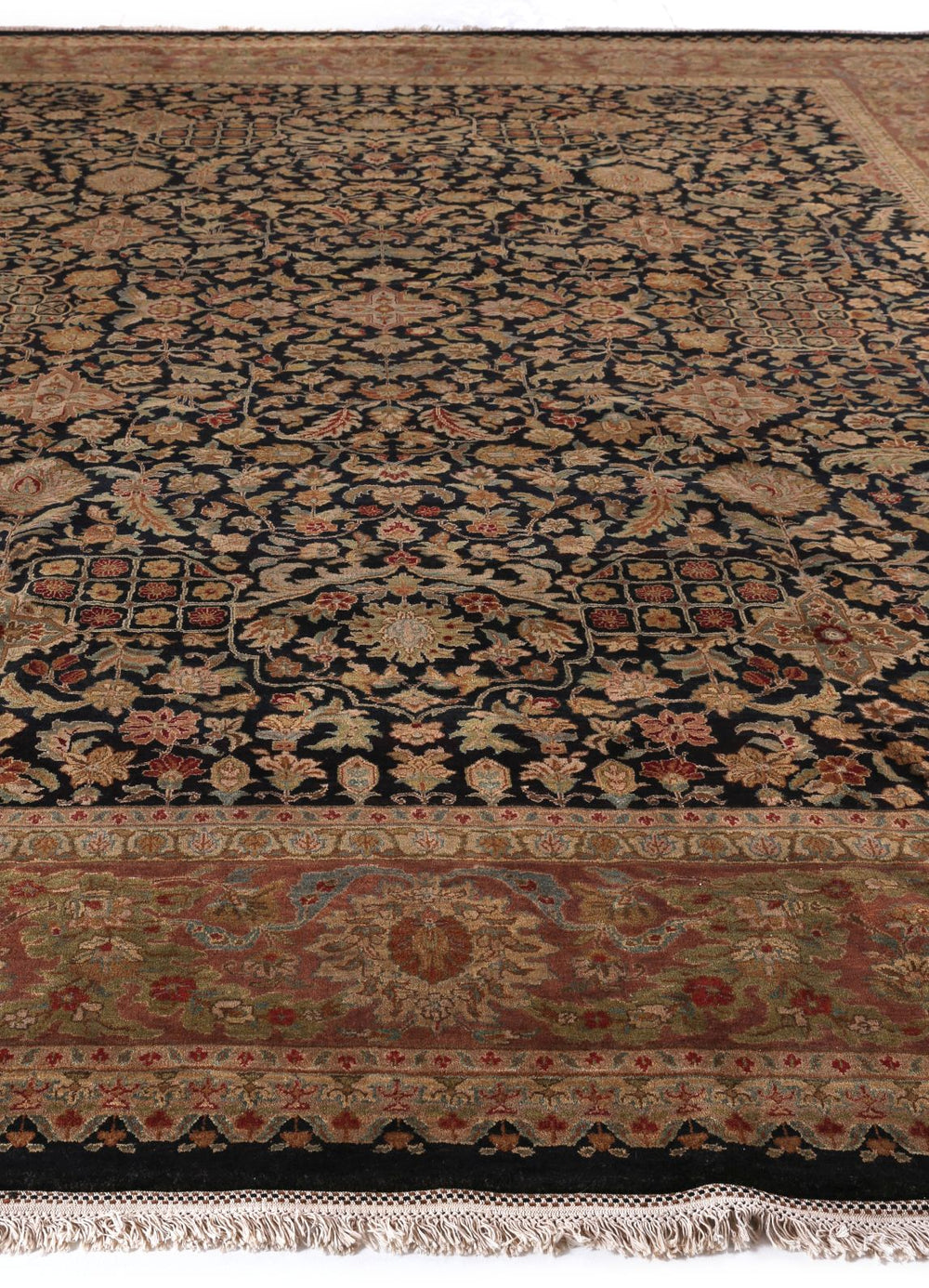 Exquisite Rugs Super Fine Tabriz 5496 Black Area Rug Lifestyle Image Feature