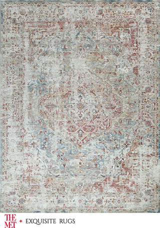 The Met X Exquisite Rugs Antique Loom 5572 Rust/Light Blue Area Rug