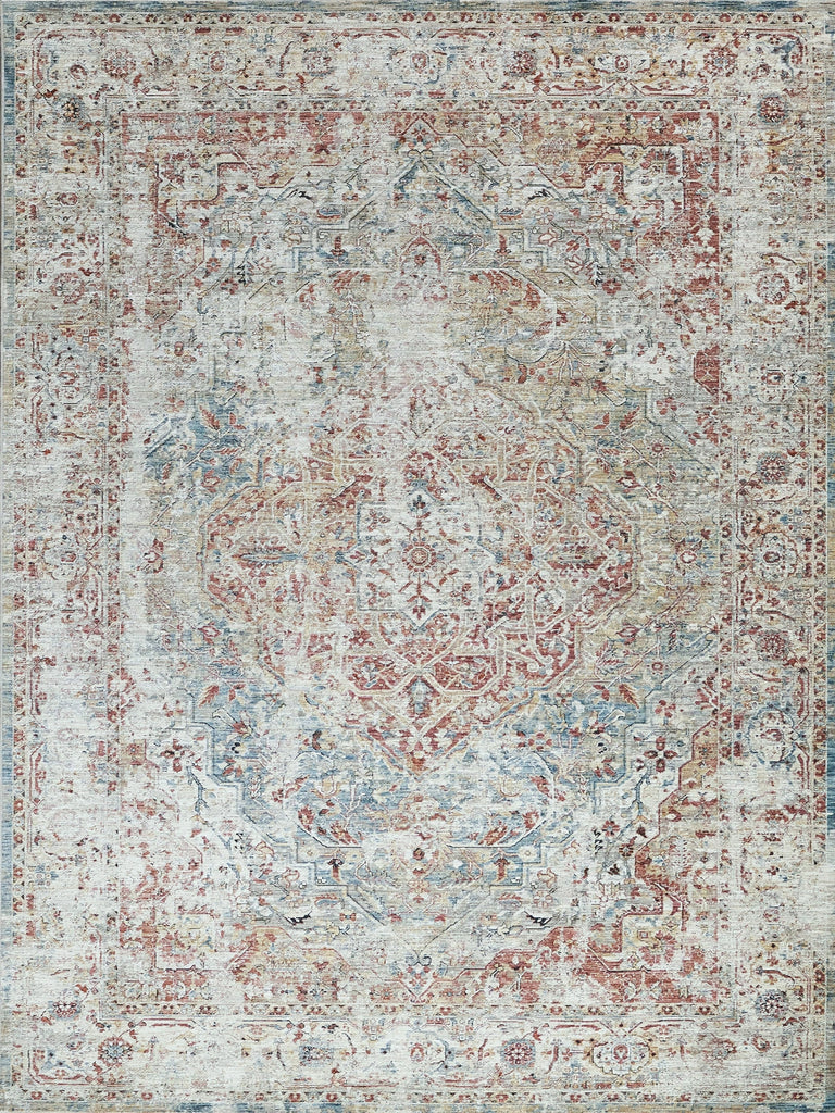 The Met X Exquisite Rugs Antique Loom 5572 Rust/Light Blue Area Rug main image