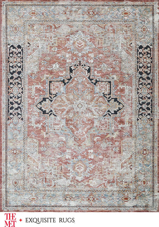 The Met X Exquisite Rugs Antique Loom 5596 Rust/Black Area Rug