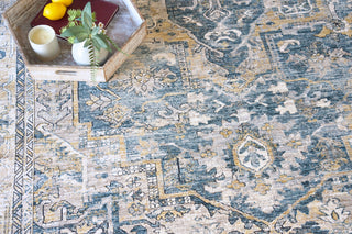 The Met X Exquisite Rugs Antique Loom 5598 Blue/Beige Area Rug Detail Image