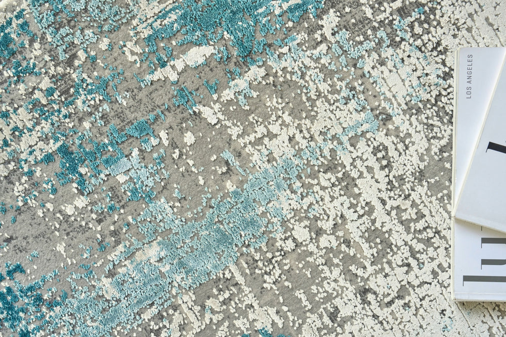 Exquisite Rugs Mercuri 5664 Silver/Blue Area Rug by The Met Lifestyle Image Feature
