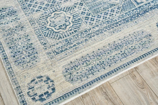 The Met X Exquisite Rugs Vintage Looms 5670 Light Blue/Blue Area Rug Corner Image