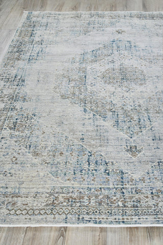 The Met X Exquisite Rugs Vintage Looms 5671 Beige/Blue Area Rug Closeup Image