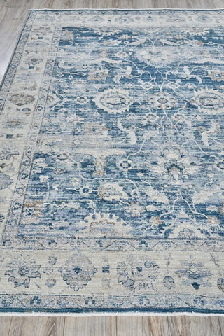 The Met X Exquisite Rugs Vintage Looms 5672 Blue/Beige Area Rug Closeup Image