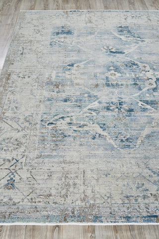 The Met X Exquisite Rugs Vintage Looms 5673 Light Blue/Beige Area Rug Closeup Image