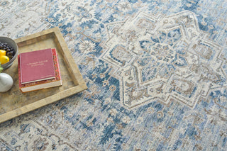 The Met X Exquisite Rugs Vintage Looms 5677 Blue/Beige Area Rug Lifestyle Image Feature