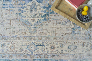 The Met X Exquisite Rugs Vintage Looms 5677 Blue/Beige Area Rug Detail Image