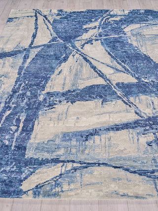 Exquisite Rugs Floor Art 5709 Ivory/Dark Blue Area Rug Closeup Image