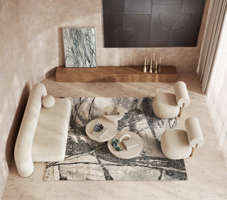 Exquisite Rugs Kyoto 6331 Silver/Black Area Rug Lifestyle Image Feature