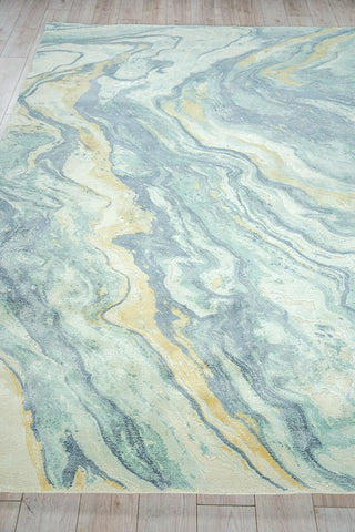 Exquisite Rugs Gianni 6649 Blue/Gold Area Rug Closeup Image