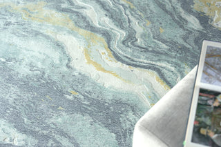 Exquisite Rugs Gianni 6649 Blue/Gold Area Rug Lifestyle Image Feature