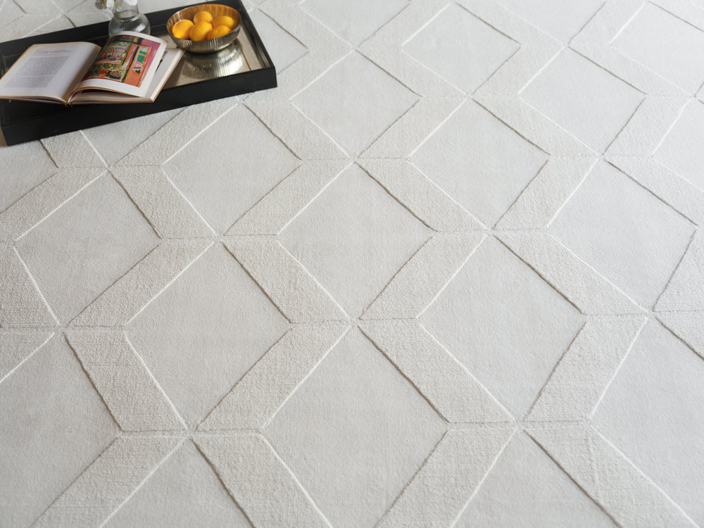 Exquisite Rugs Brunello Modern 6735 White Area Rug Lifestyle Image Feature