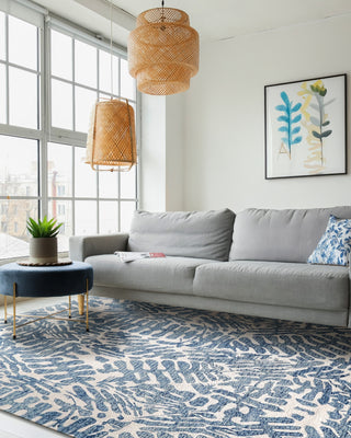 Exquisite Rugs Botanica 6813 Blue/Ivory Area Rug Detail Image