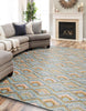 Exquisite Rugs Bargello 6814 Light Blue/Multi Area Rug Lifestyle Image Feature