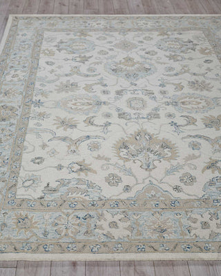 Exquisite Rugs Marietta Oushak 6878 Ivory/Light Blue Area Rug Closeup Image