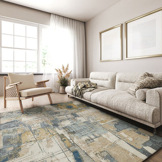 Exquisite Rugs Infinity 7131 Silver/Blue/Gray Area Rug Lifestyle Image Feature