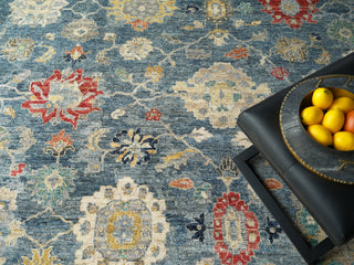 Exquisite Rugs Oxford 7221 Blue Area Rug Lifestyle Image Feature