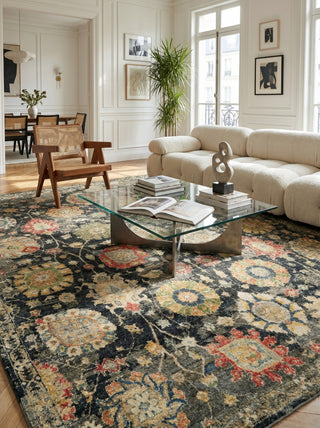 Exquisite Rugs Oxford 7223 Black Area Rug Lifestyle Image Feature