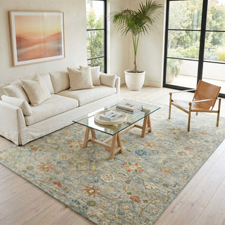 Exquisite Rugs Oxford 7226 Light Blue Area Rug Lifestyle Image Feature