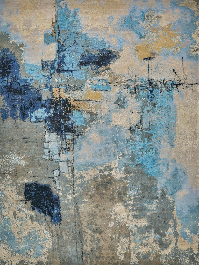 Exquisite Rugs Picasso 7360 Blue/Silver/Black Area Rug main image