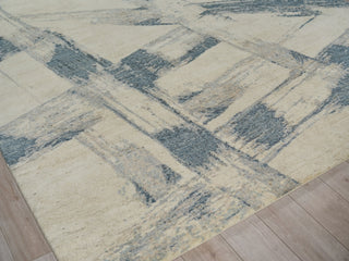 Exquisite Rugs Moderno 7420 Blue/Taupe Area Rug Corner Image