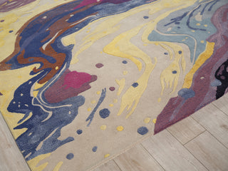 Exquisite Rugs Solara 7478 Purple/Yellow/Multi Area Rug Corner Image