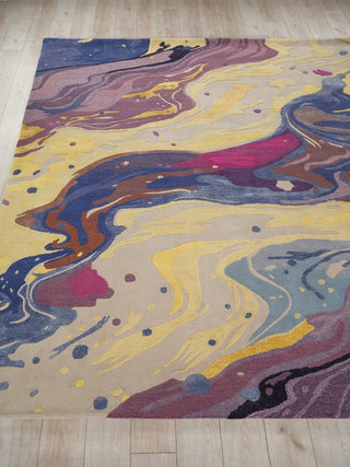 Exquisite Rugs Solara 7478 Purple/Yellow/Multi Area Rug Closeup Image