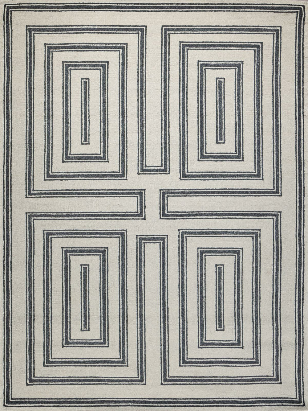 Exquisite Rugs Studio 7531 Ivory/Black Area Rug